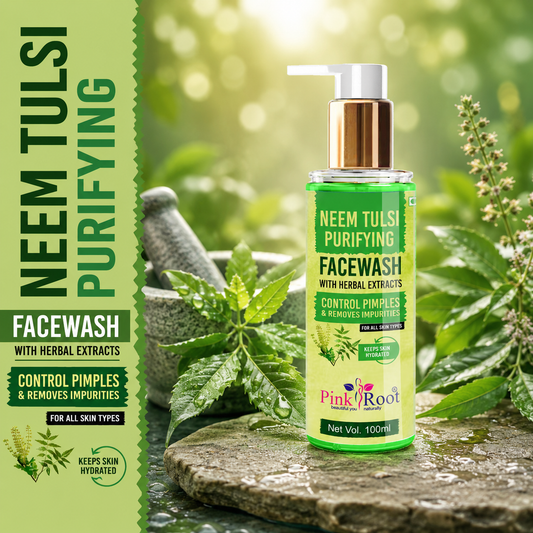 Pink Root Neem Tulsi Skin Purifying Face Wash 100ml for Anti Acne, Pimple Control, Oil Control