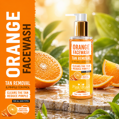 Pink Root Orange Face Wash (100 ml) - Anti-Tan, Skin Lightening & Orange Oil Pore Cleansing Face Wash