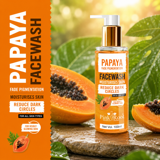 Pink Root Papaya Tan Removal Face Wash 100ml - Face Wash with Vitamin C, Papaya and Lemon For Dark Spot Reduction and clear Skin- Face Wash