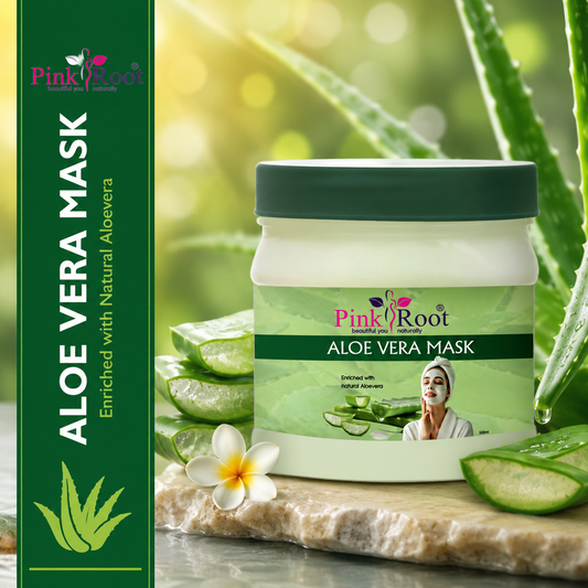 Pink Root Aloevera Mask Enriched with natural Aloevera (500 ml) for Acne Control, Pimples Control & Removes dead Cells