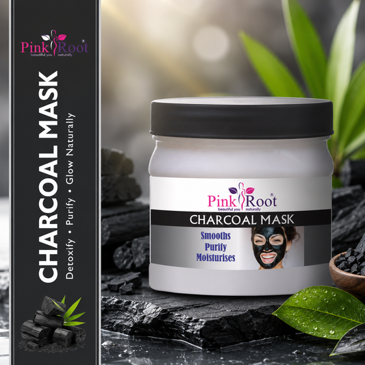 Pink Root Charcoal Mask Smooths Purify Moisturises (500 ml) | Face Pack for DeTan & Blackhead Removal, Anti-Pollution Face Mask 