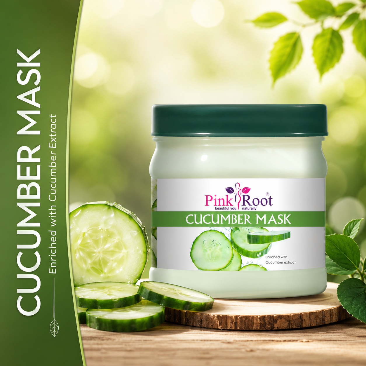 Pink Root Cucumber Mask Enriched with Cucumber extract (500 ml) provides Soothness to Skin, Acne free Skin, Removes Dirt, Gives Hydration
