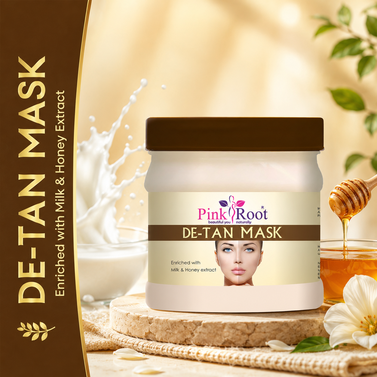 Pink Root DeTan Face and Body Mask (500g) Skin Brightening  For Glowing Skin,Tan Removal, Whitening, Depigmentation, Oil Control, Acne & Fairness, Pollution removing