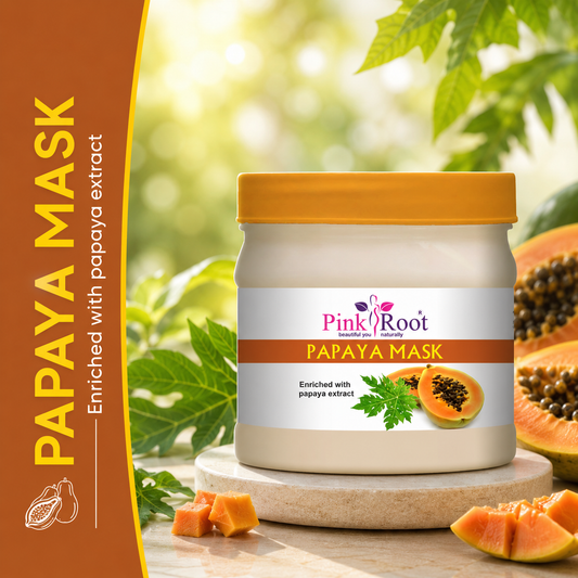 Pink Root Papaya Mask Enriched with papaya extract 500gm, for Skin Brightening, Skin Hydration, Deep Cleansing, Skin Brightening, Moisturization & Nourishment