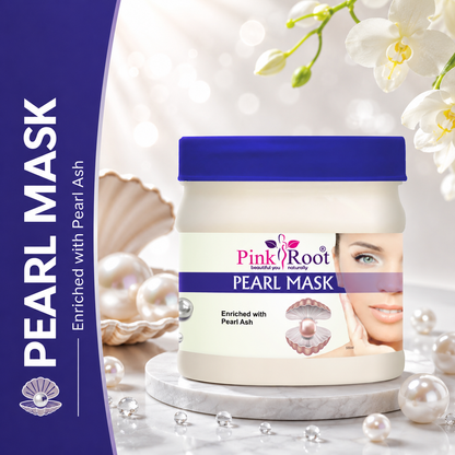 Pink Root Pearl Mask Enriched with Pearl Ash 500gm - Reduce Pores, Brightening & Deep Cleansing Pearl Facial Mask 