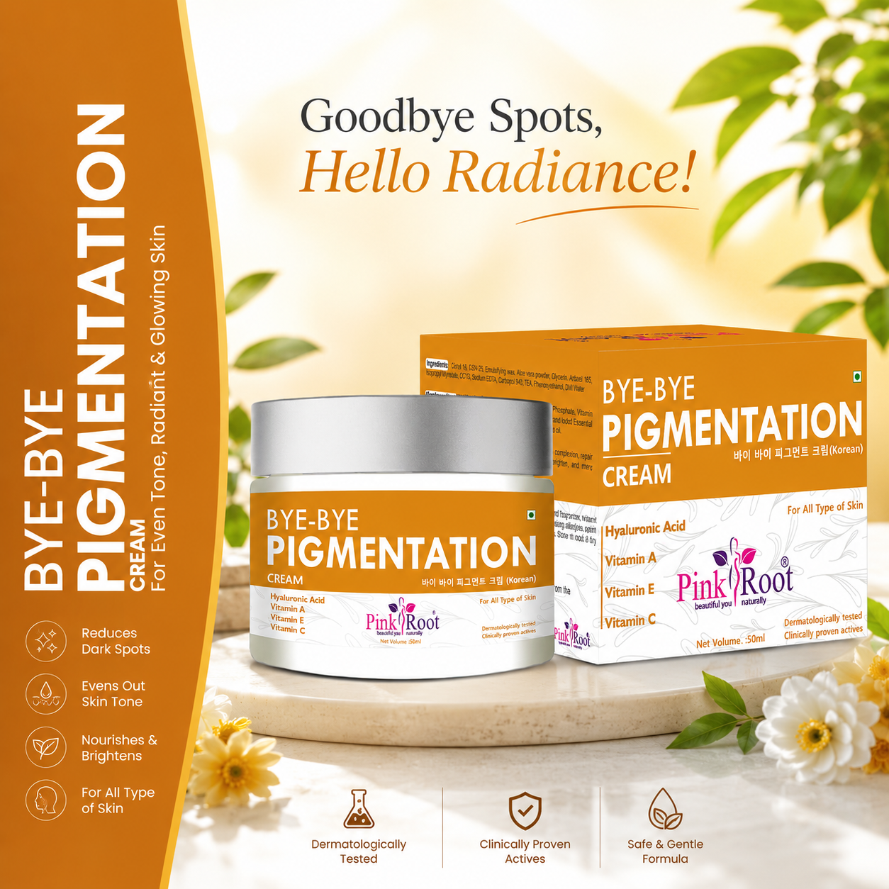 Pigmentation Removal Cream by Pink Root 50ml - Reduce pigmentation, dark spots, blemishes & scars