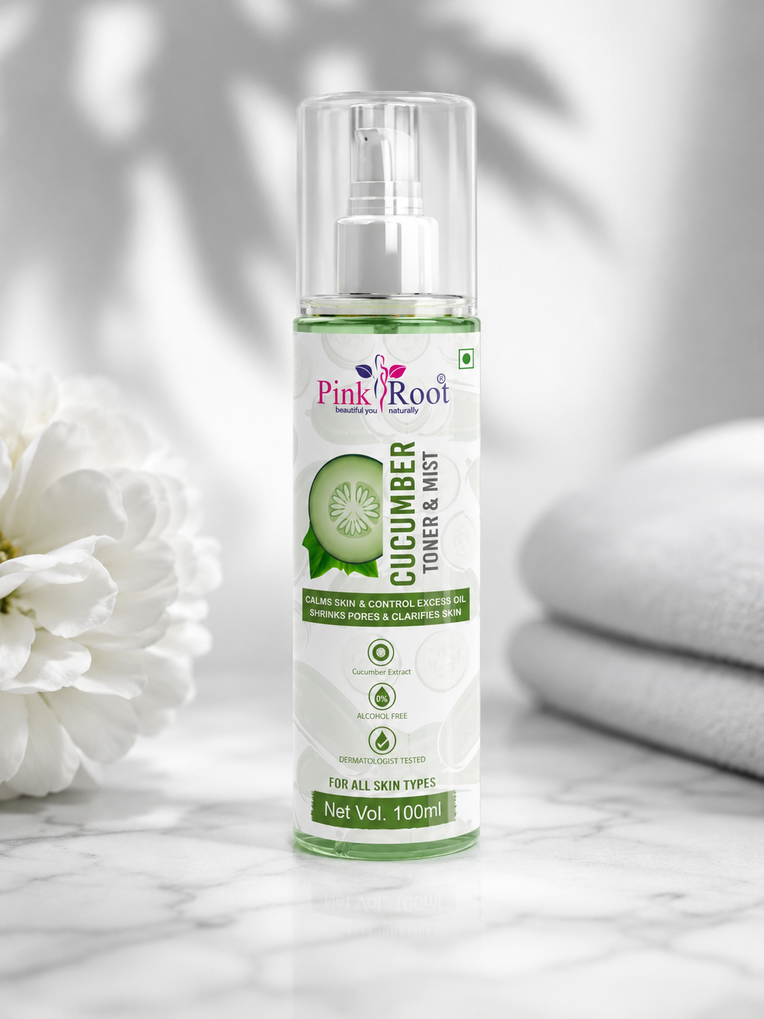 Pink Root Cucumber Toner & Mist 100ml, Hydrating Pore Tightening Moisturizing Revitalising Face Spray Toner for All Skin Types, Natural, No Alcohol, Parabens & Sulphates