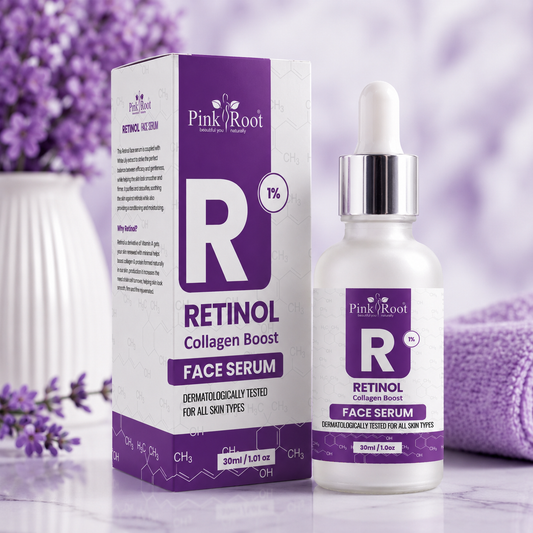 Pink Root 1% Retinol Face Serum for Anti Aging, Wrinkles & Fine Lines | Skin Renewal & Firming Serum for Dark Spots & Uneven Tone | 30ml