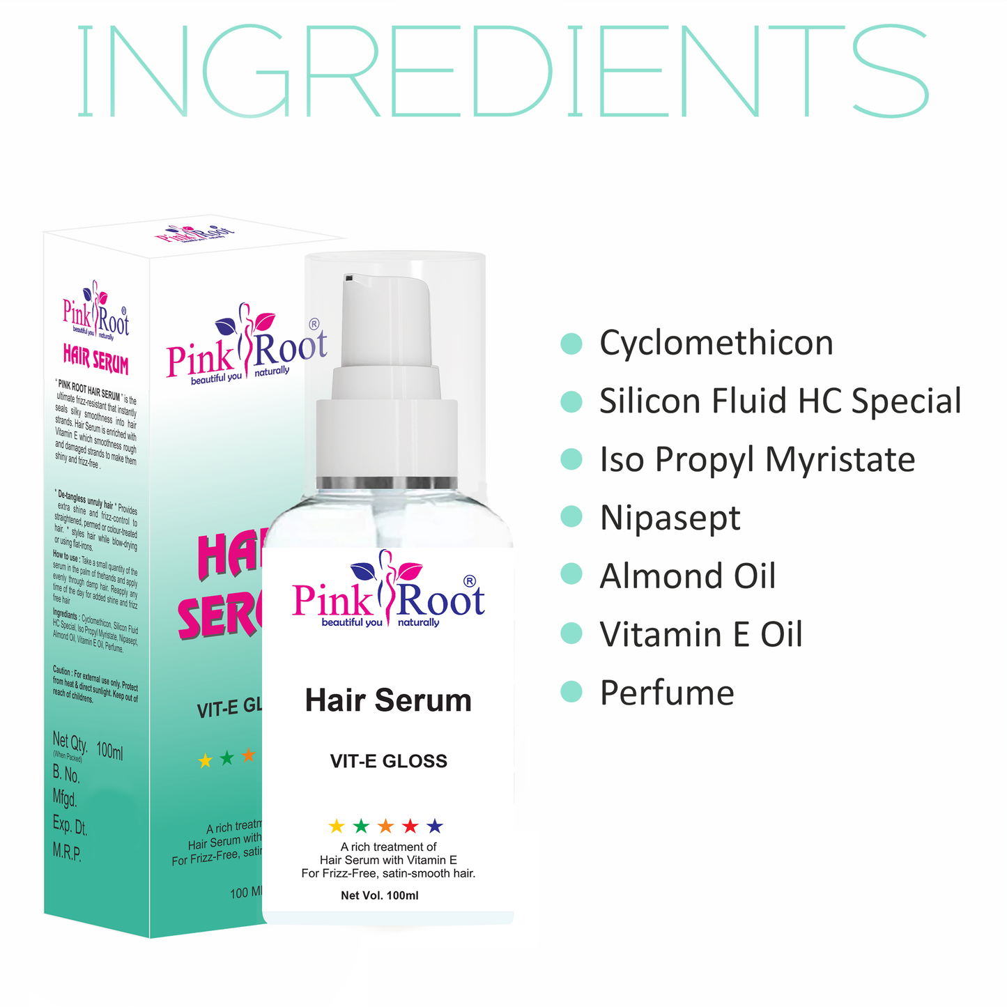 Pink Root Vitamin E Hair Serum for Smooth & Shiny Hair