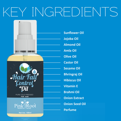 Pink Root Hair Fall Control Oil || Controls Hair Fall. Nourishes Scalp || Boosts Hair Growth. Contains Ginger, Rosemary, Thuja Extracts || Non-Sticky Formula. Suitable for men and women 100ml