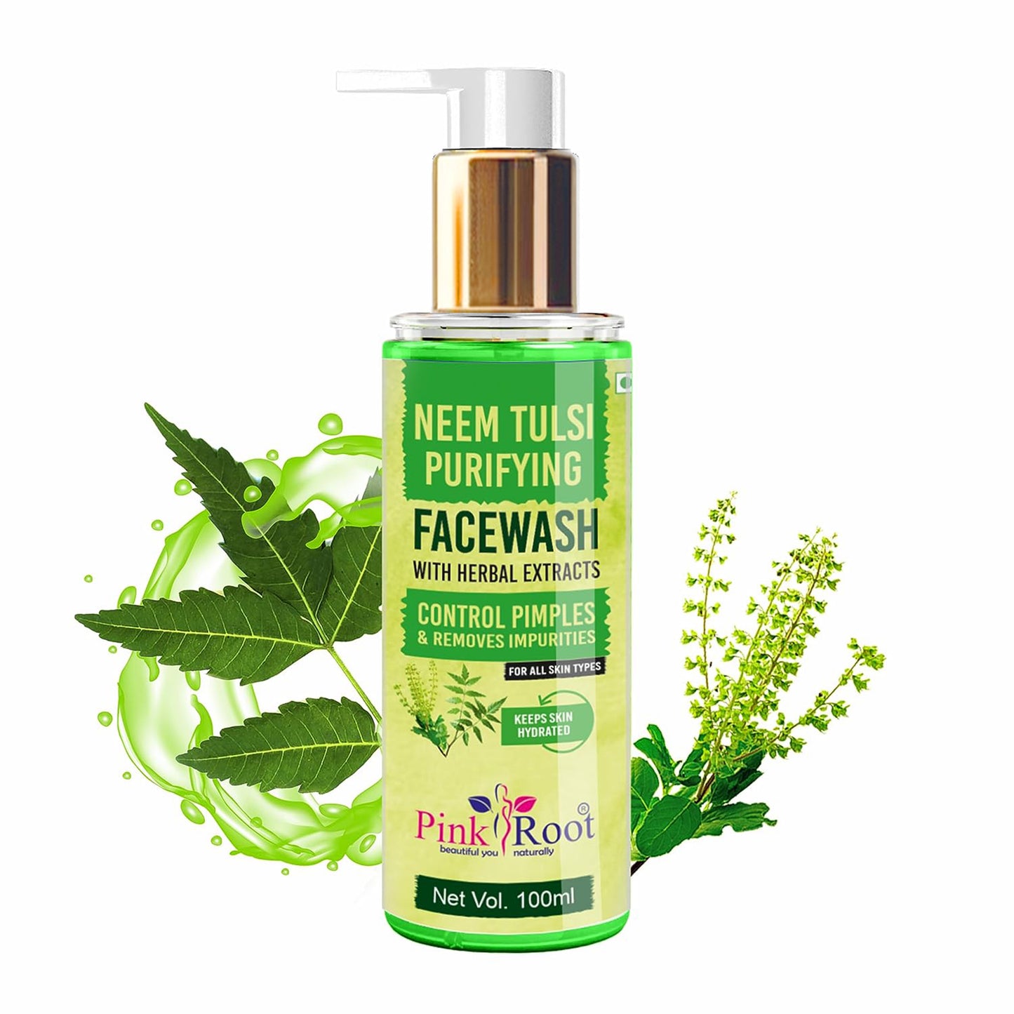 Pink Root Neem Tulsi Skin Purifying Face Wash 100ml for Anti Acne, Pimple Control, Oil Control
