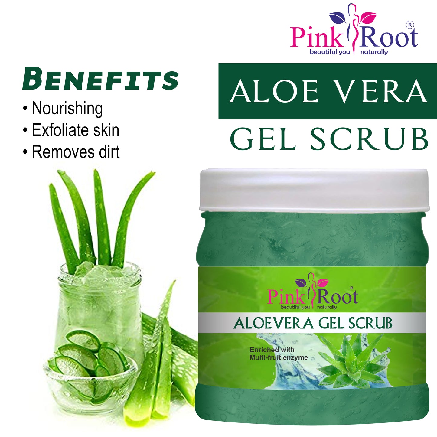 Pink Root Aloevera Eco Facial Kit, 500ml Pack of 4, for Anti Acne, Pimples Control, Tan Removal, Dead Skin Removal, Nourishing & Moisturising Skin