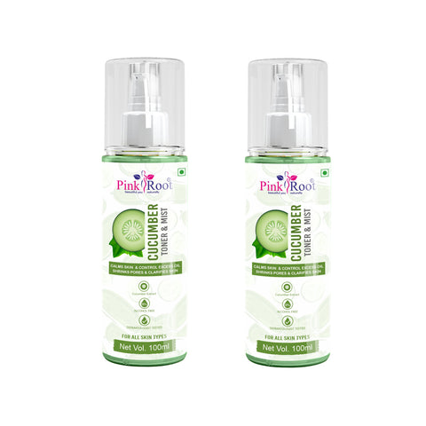 Pink Root Cucumber Toner & Mist 100ml, Hydrating Pore Tightening Moisturizing Revitalising Face Spray Toner for All Skin Types, Natural, No Alcohol, Parabens & Sulphates (Pack of 2)