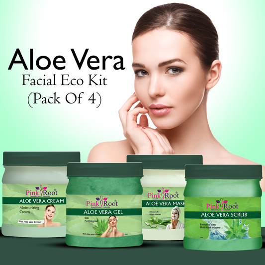 Pink Root Aloevera Eco Facial Kit, 500gm Pack of 4, for Anti Acne, Pimples Control, Tan Removal, Dead Skin Removal, Nourishing & Moisturising Skin