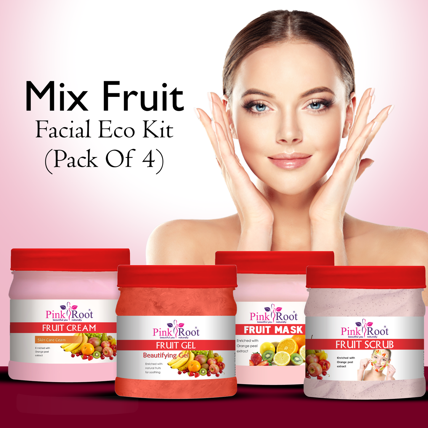 Woman with a mix fruit facial eco kit 