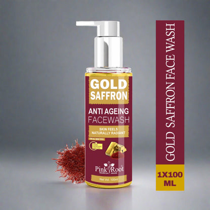 Pink Root Gold Saffron Face Wash 100ml - helps to nourish, reduces the appearance of dark spots.