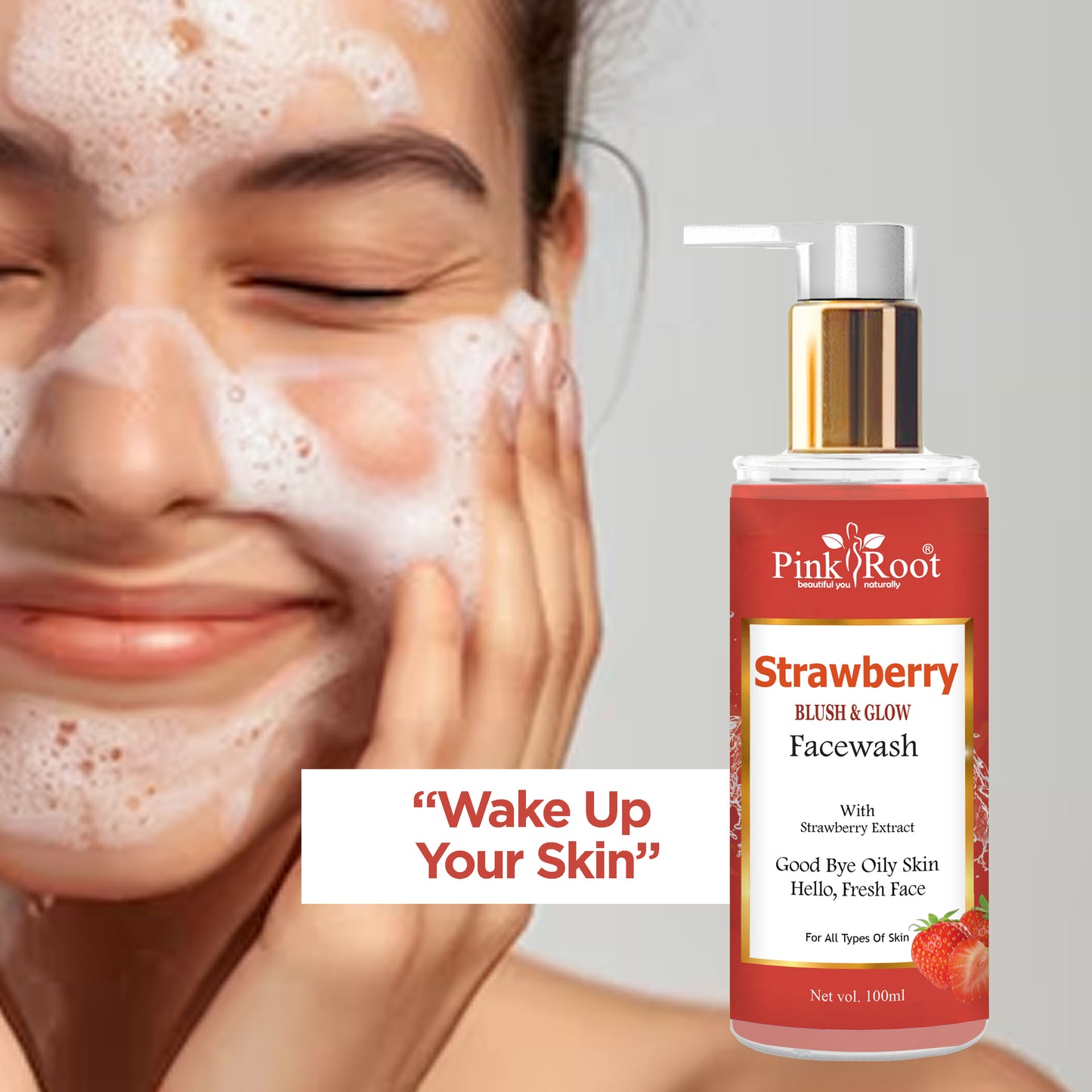 Pink Root Strawberry Face Wash for Oily & Acne-Prone Skin