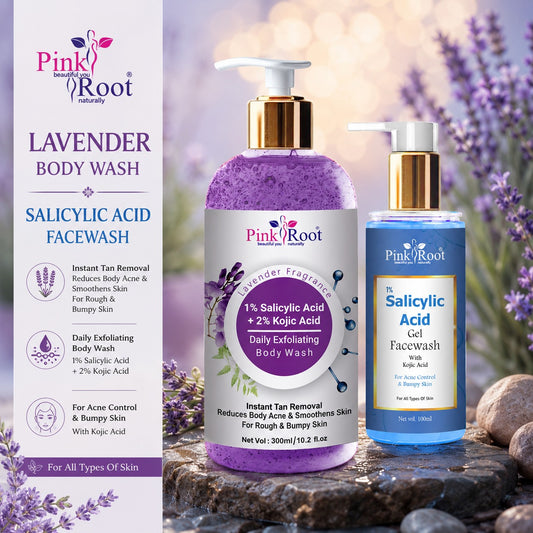 PINK ROOT 1%Salicylic Acid Face Wash and 1% Salicylic with 2% Kojic Body Wash Combo