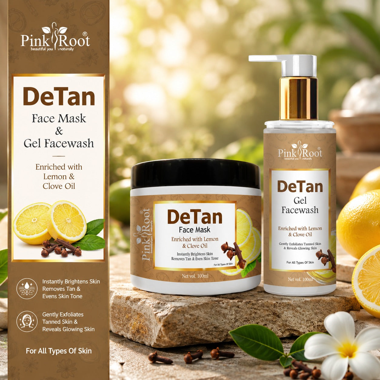 Pink Root Detan Face Mask with Detan Facewash Combo