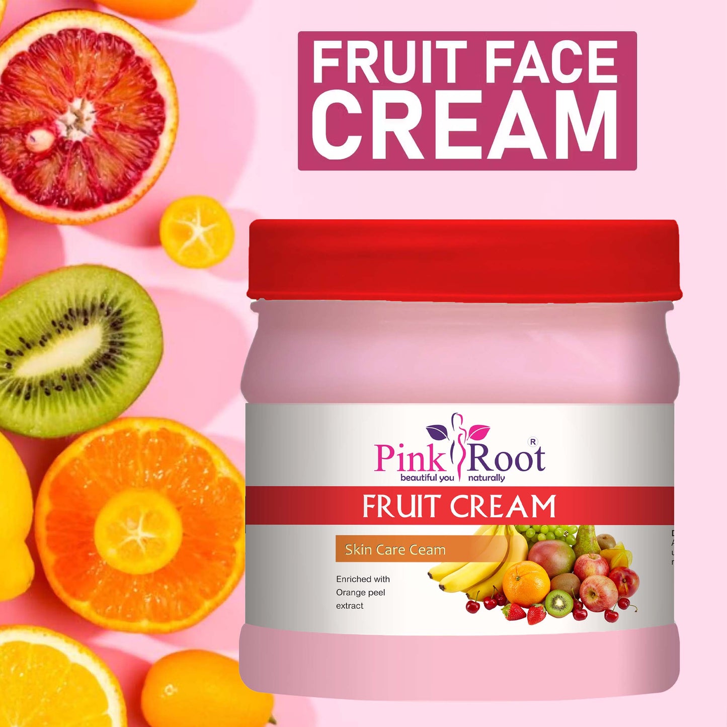 Pink Root Mix Fruit Cream Skin Care Cream Enriched with Vitamin E Oil for Removing dead cells & Nourishing Skin (500 ml)