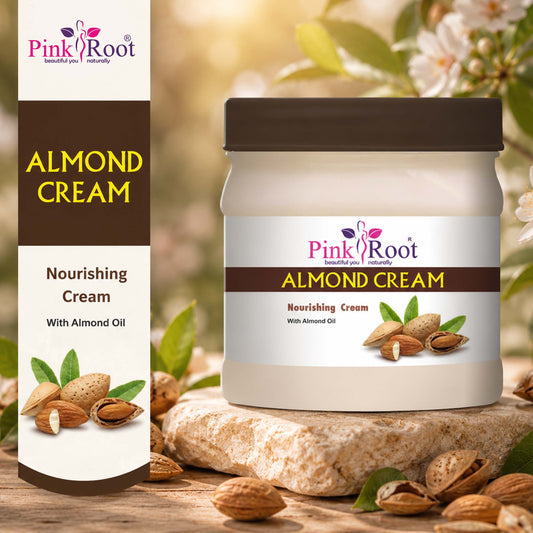 Pink Root Almond Face & Body Massage Cream Boosts Skin Moisture | Brightens Skin contains Shea Butter, Vitamin E (500 ml)