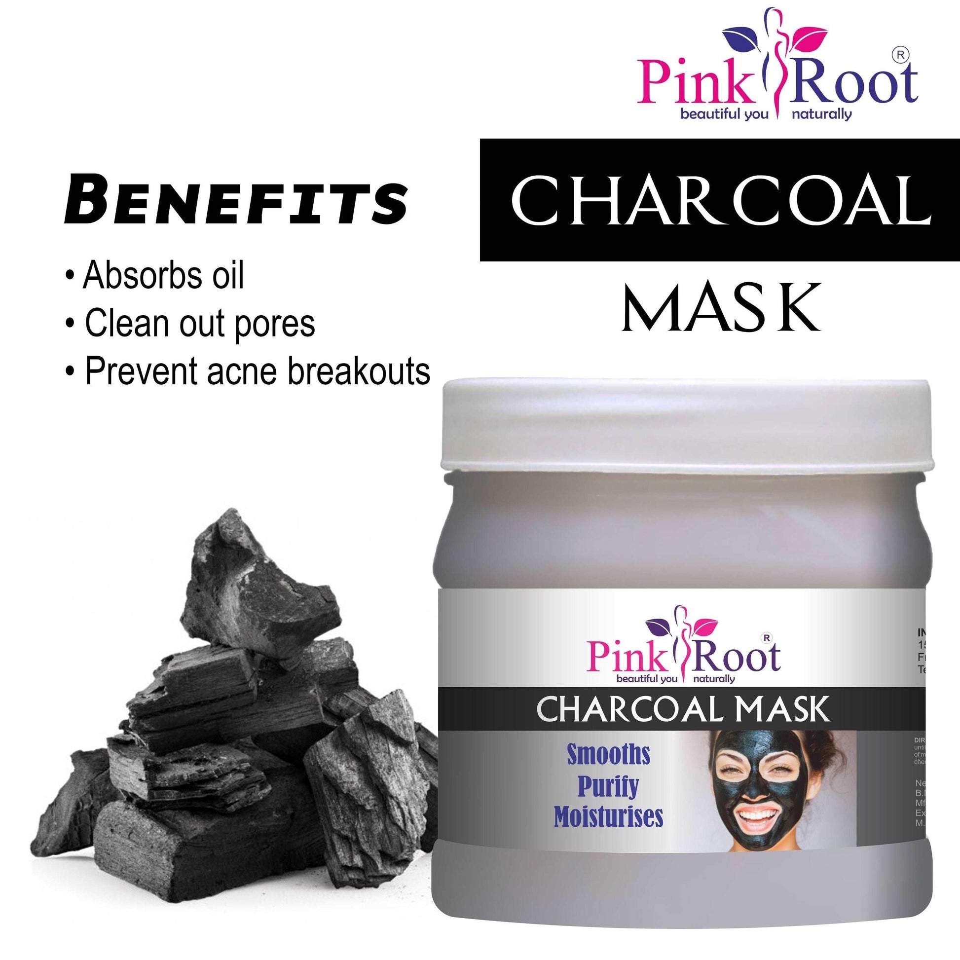 Charcoal Mask Smooths Purify Moisturises 500gm