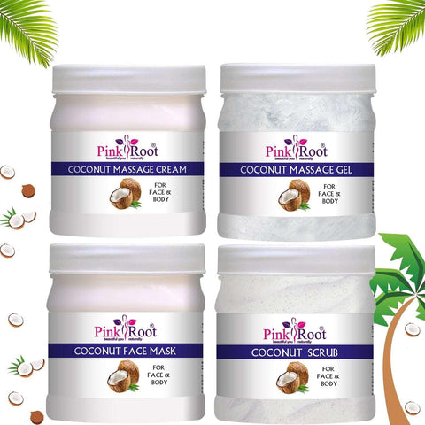 Coconut Facial Kit Pack of 4 ( Scrub, Massage Cream, Massage Gel, Face Pack) 500ml Each For All Skin Type