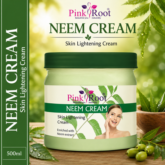 Pink Root Neem Massage Cream for Acne Free Skin, For Anti-ageing, Anti-tan, Blemish Removal, Daily Care, Pigmentation Removal, Skin Brightening (500 ml)