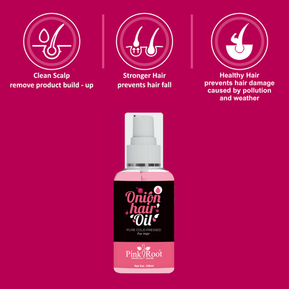 Pink Root Onion Hair Oil 100ml, Applied For Hair Growth, Anti-hair Fall, Healthy Scalp, Conditioning, Removing Lice, Prevents Greying