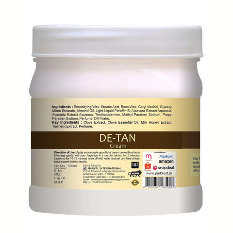 De-Tan Cream Enriched with Milk & Honey extract 500ml