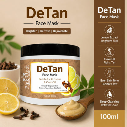 Pink Root Detan Face Mask 100gm, Tan Removal,Skin Lightening Mask, Depigmentation, Oil Control, Acne & Fairness, Ubtan Glow Face Pack, Skin Brightening Face Pack, Used by All Types of Skin