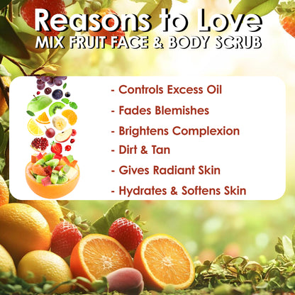 Pink Root Mix Fruit Cream Scrub 500ml, Enriched with Vitamin E, Aloe Vera Extract for Removing dead cells & Nourishing Skin (500 ml)