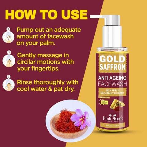 Gold Saffron Face Wash 100ml - Pink Root