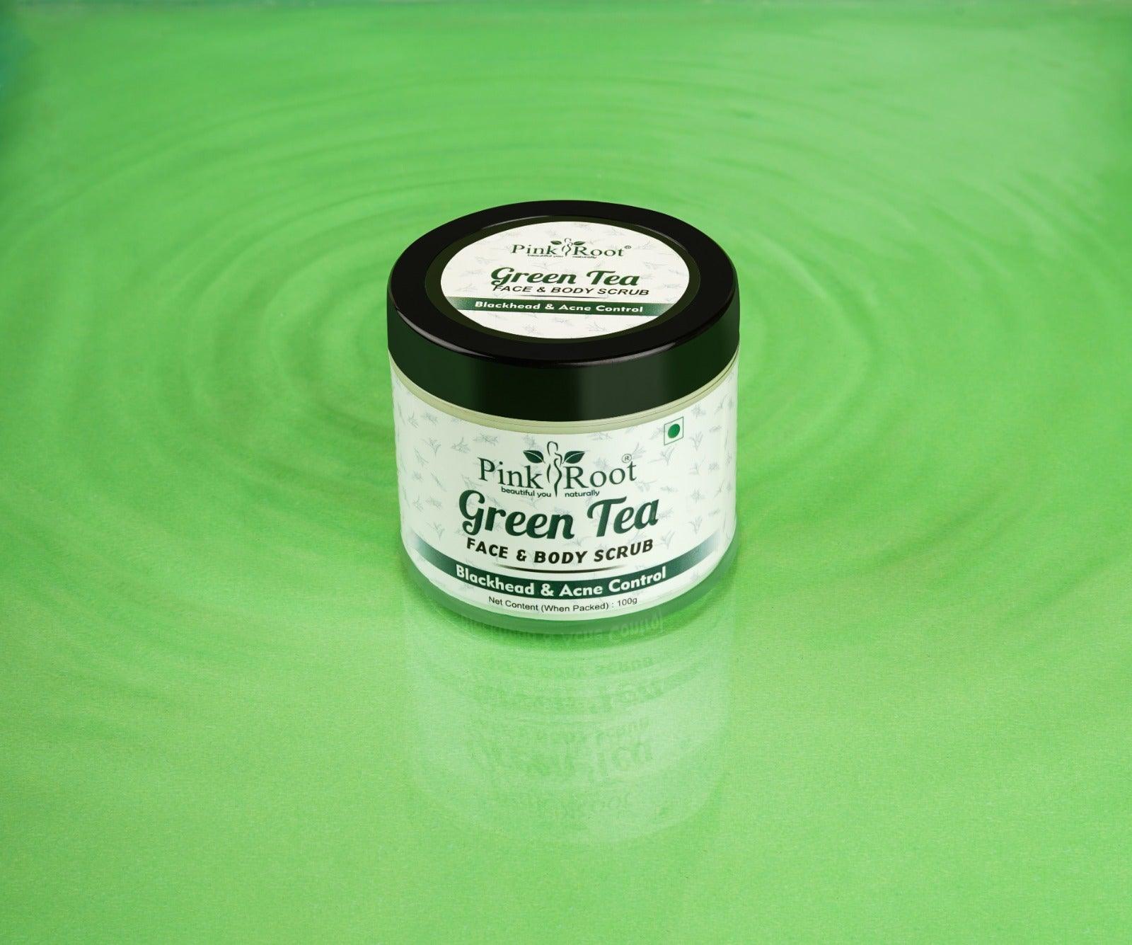 Green Tea Face & Body Scrub 100gm - Pink Root