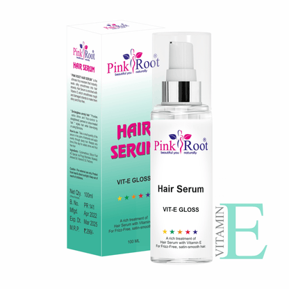 Hair Serum | All Hair Types | Smooth, Frizz-Free & Glossy Hair | With Vitamin E (100ml) - Pink Root