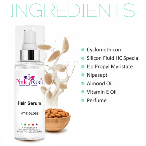 Hair Serum | All Hair Types | Smooth, Frizz-Free & Glossy Hair | With Vitamin E (100ml) - Pink Root