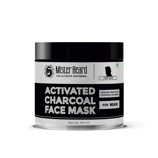Mister Beard Activated Charcoal Face Mask 100gm|Detan Clay Mask - Infused with Activated Charcoal & Menthol - Cleanses & Hydrates Skin - Pink Root