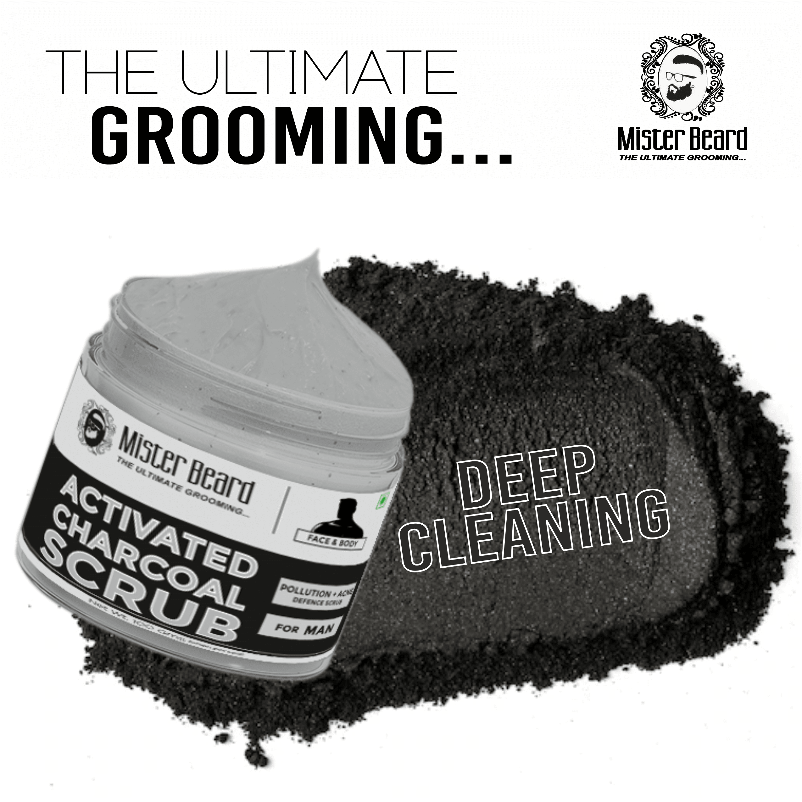 Mister Beard Activated Charcoal Scrub 100gm|For Deep Exfoliation | Dead Skin Remover | Tan Removal | Blackhead Remover Scrub - Pink Root