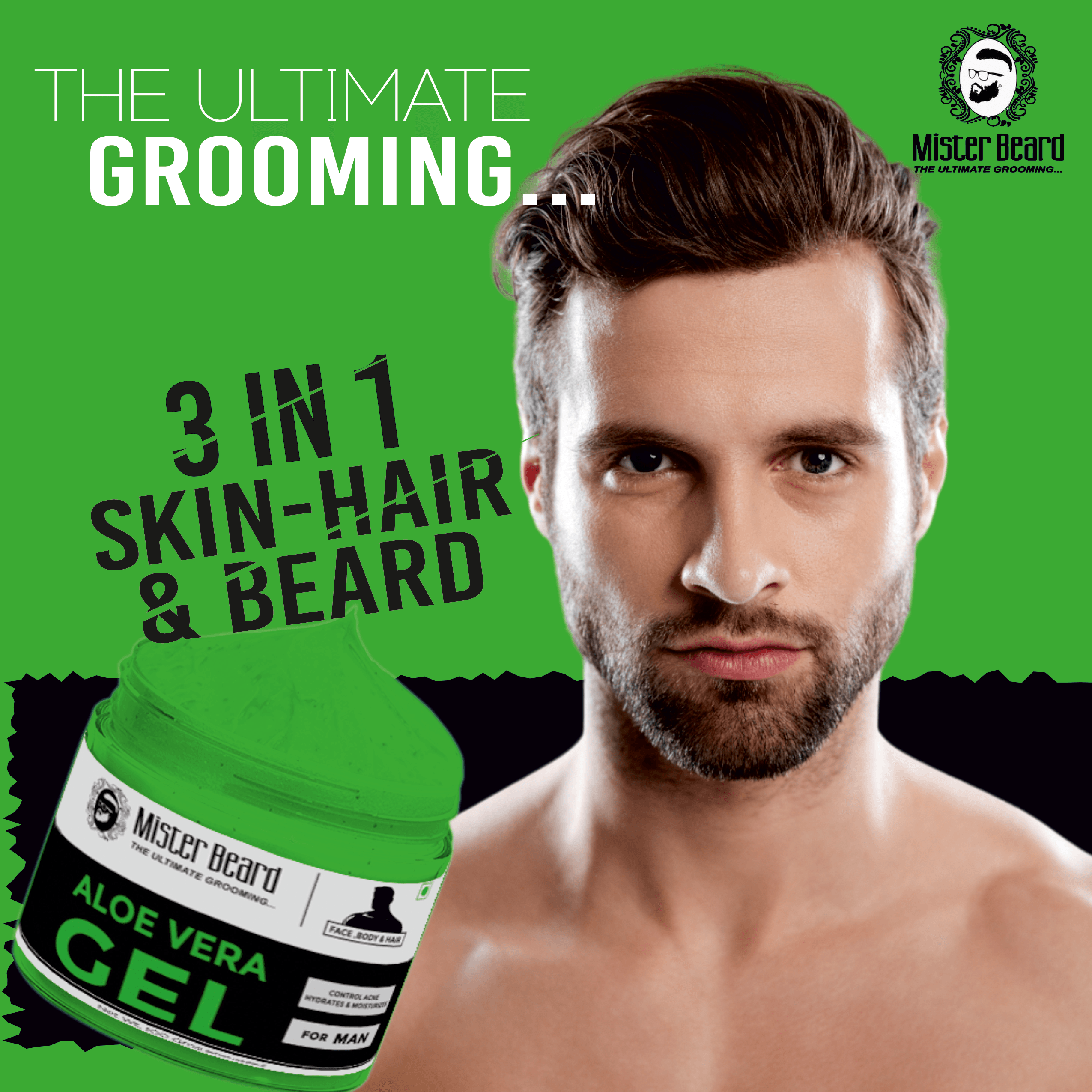 Mister Beard Aloevera Gel Face Moisturiser 100ml|Acne Free Skin, Deep Hydrates Skin - Pink Root