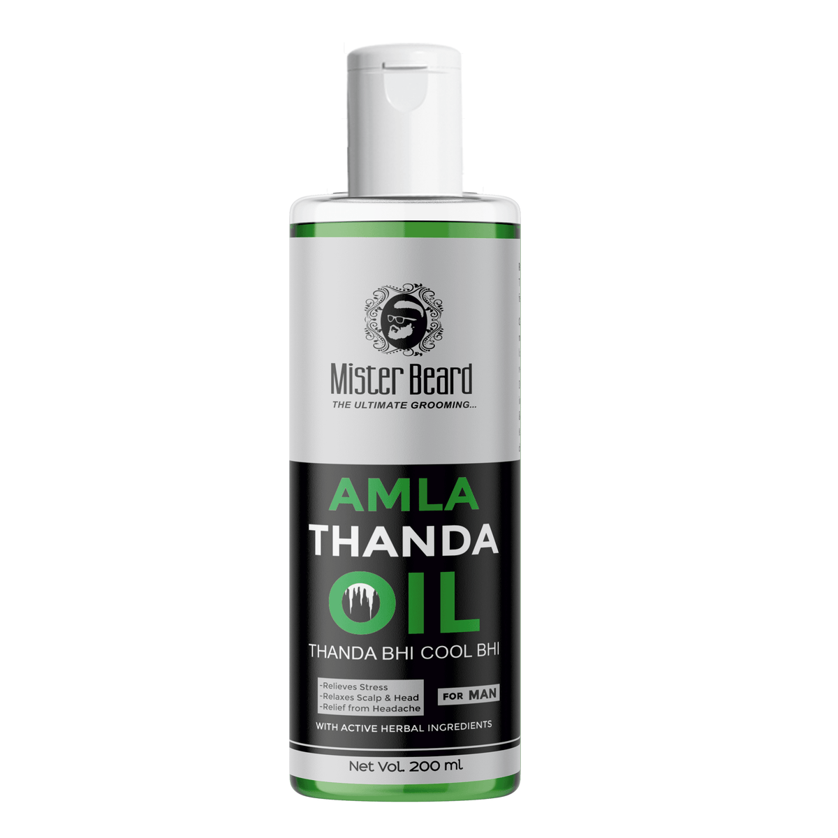 Mister Beard Amla Thanda Cool & Refreshing Hair Oil for Pain Relief Relaxation Hair Oil (200 ml) - Pink Root