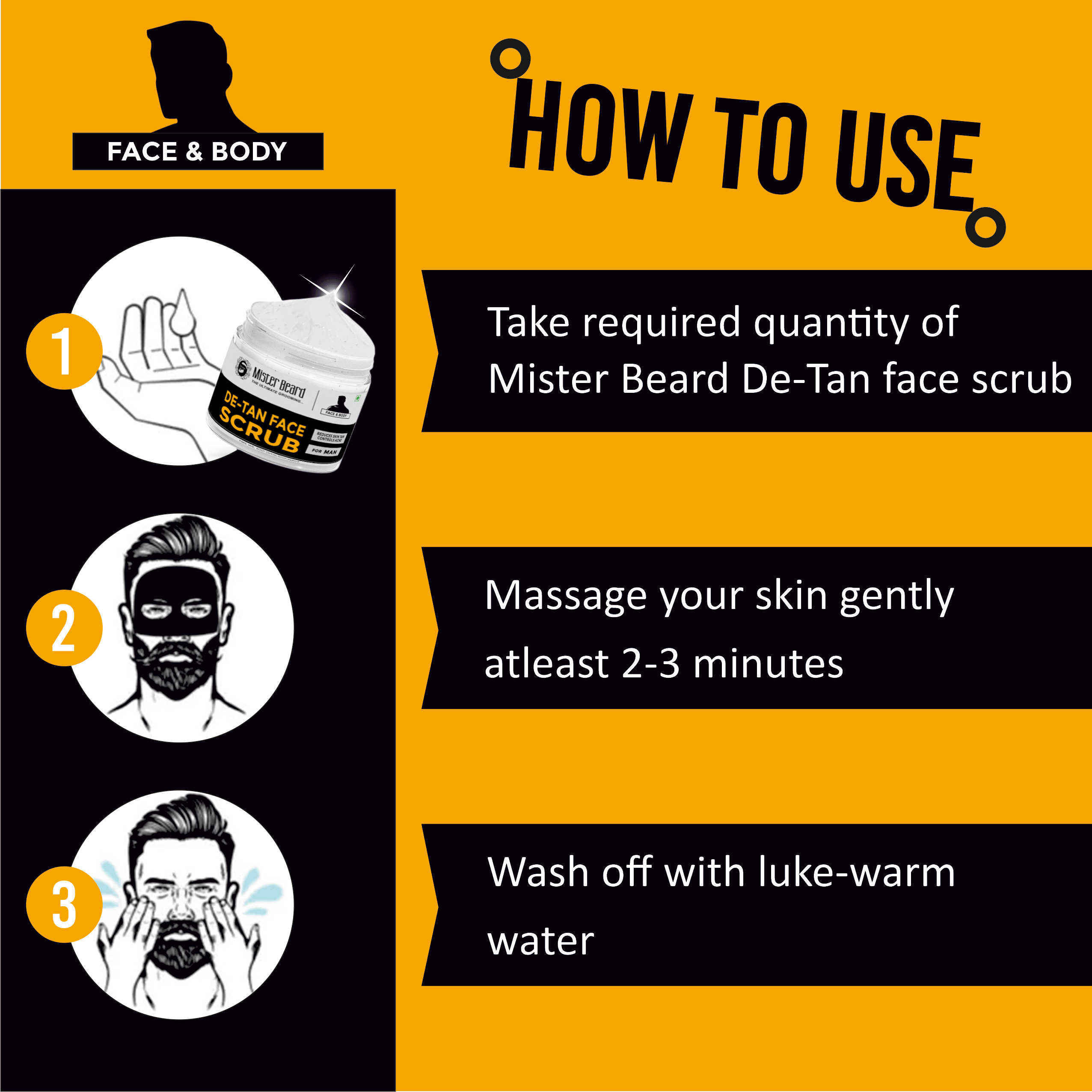 Mister Beard De-Tan Face Scrub 100gm|Skin Brightening scrub for Neck| Neck Whitening scrub| Dark Spot Remover| De-Tan Remover | Skin Whitening scrub For Face - Pink Root