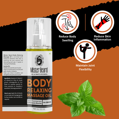 Mister Beard Deep Moisturising Relaxing Body Oil with Natural Ingredients | Homemade Oil using Herbs| Pain Relief Oil, 100ml - Pink Root