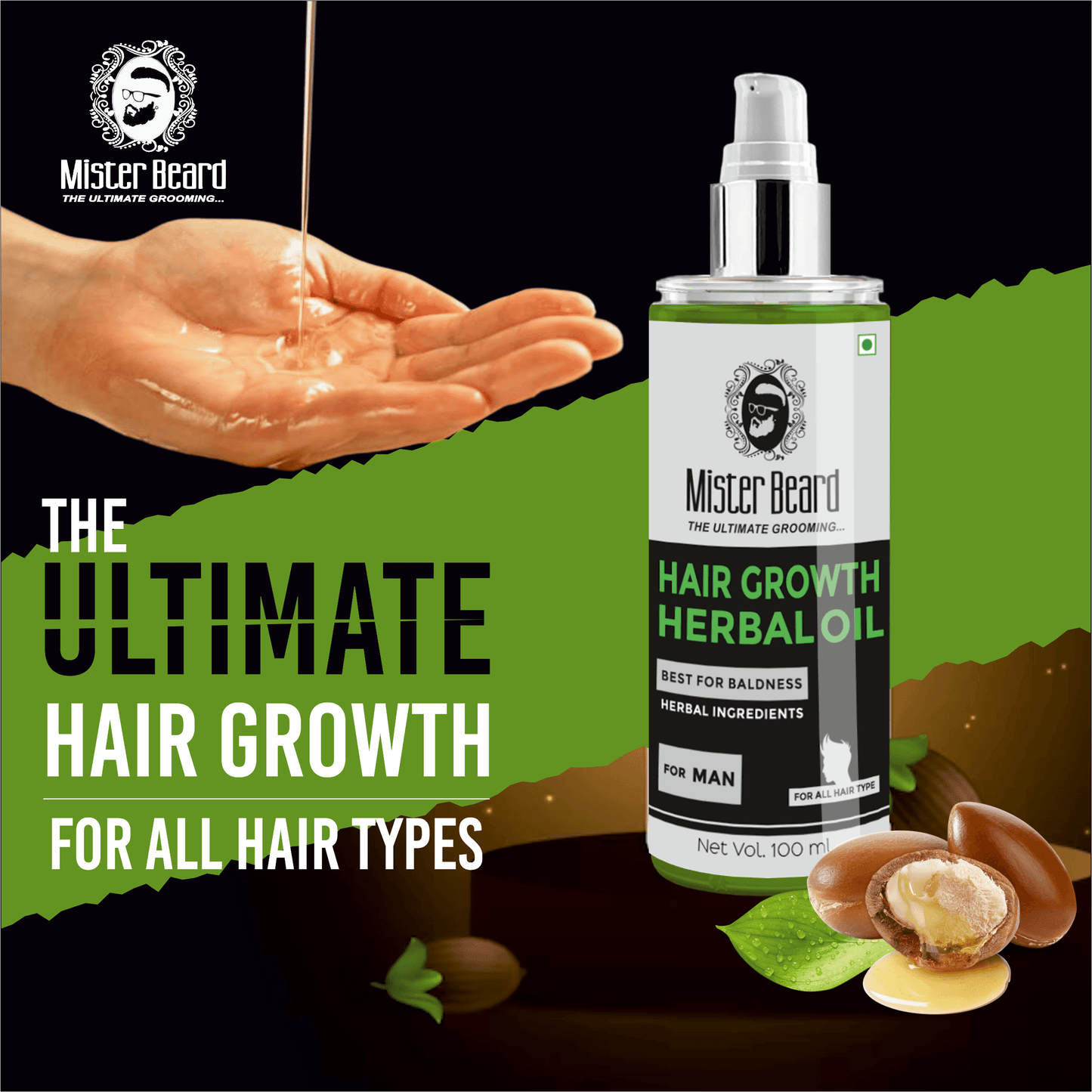 Mister Beard Hair Growth Herbal Oil|Boosts Follicles|Hair Oil With Growth Action | Guaranteed Hair Growth by Using for 3 months | Stimulates the Roots & Prevents Baldness,100ml - Pink Root