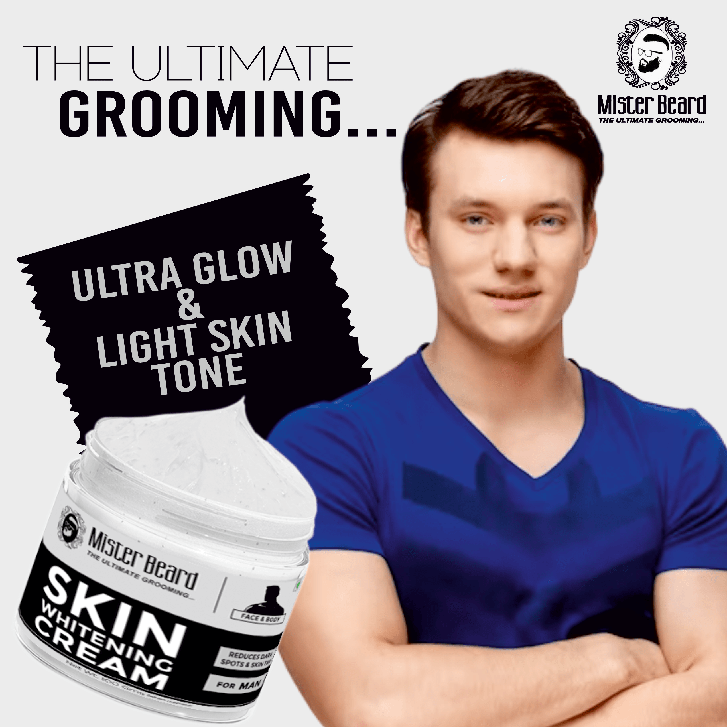 Mister Beard Skin Whitening Cream 100gm|Removes Fine Lines & Tanning, Lightens, Nourishes Skin - Pink Root