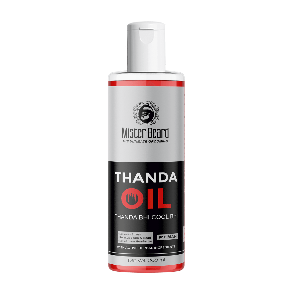 Mister Beard Thanda Cool & Refreshing Hair Oil for Pain Relief Relaxation Hair Oil (200 ml) - Pink Root