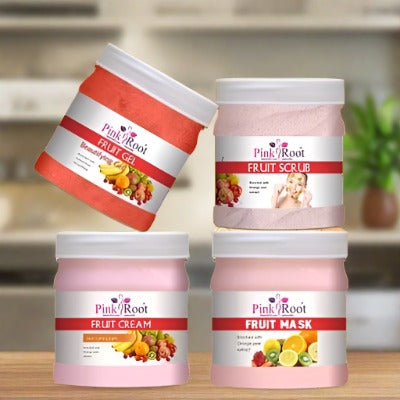 Mix Fruit Facial Kit Pack of 4 ( Scrub, Massage Cream, Massage Gel, Face Pack) 500ml Each For All Skin Type - Pink Root