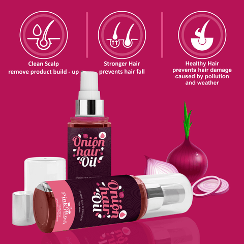 Onion Hair Growth Oil, Control hair fall Hair Oil|Non Sticky hair oil 100ml - Pink Root