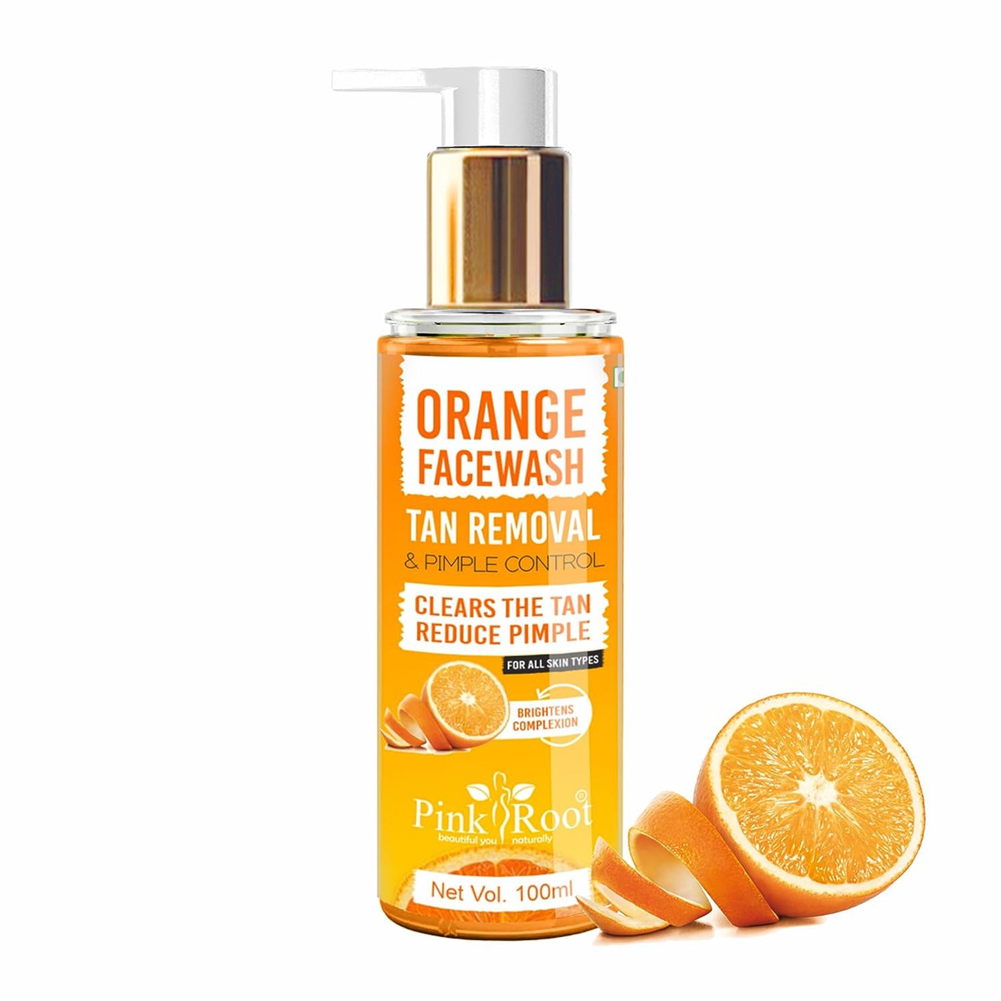 Pink Root Orange Face Wash (100 ml) - Anti-Tan, Skin Lightening & Orange Oil Pore Cleansing Face Wash
