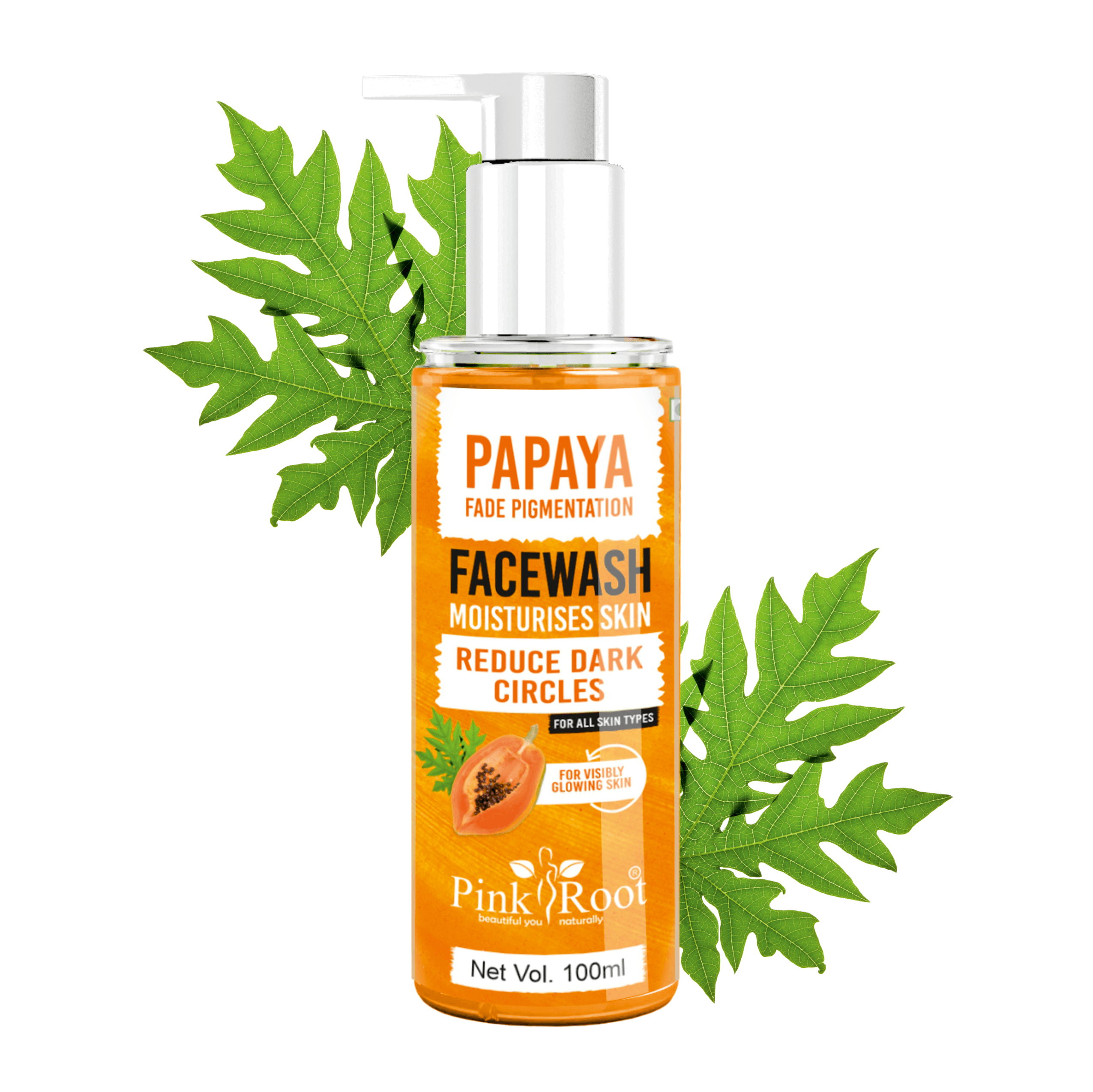 Papaya Face wash For Women/Men| Brightening and Glowing Skin|Removes Pigmentation & Dark Spots|100% Natural Papaya Fruit Enzymes|For All Skin Types - Pink Root