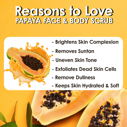 Pink Root Papaya Scrub Enriched with Papaya Extract, Vitamin E, Glycrine, & Aloe Vera for Tan Removal & Brighter Skin(500 ml)